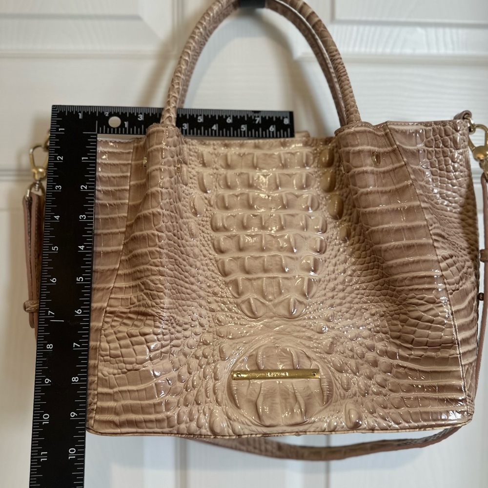 Brahmin Crocodile Embossed Tan Handbag